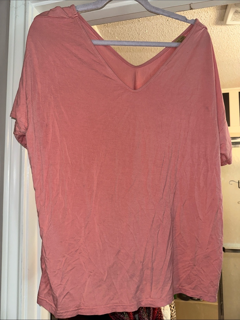 Piko 1988 Womens V-Neck Short Sleeve Top - Dusty Rose small soft like new